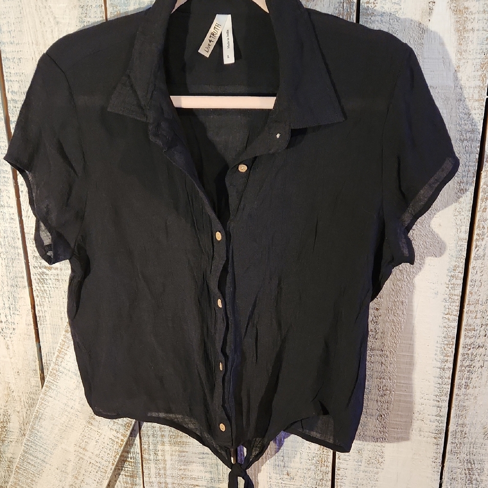 Live 4 Truth Black Short Sleeve Button-Down Shirt Festival Goth